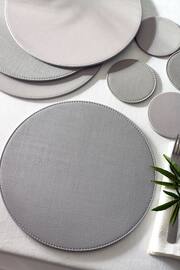 Set of 4 Grey Reversible Faux Leather Placemats and Coasters Set - Image 2 of 5