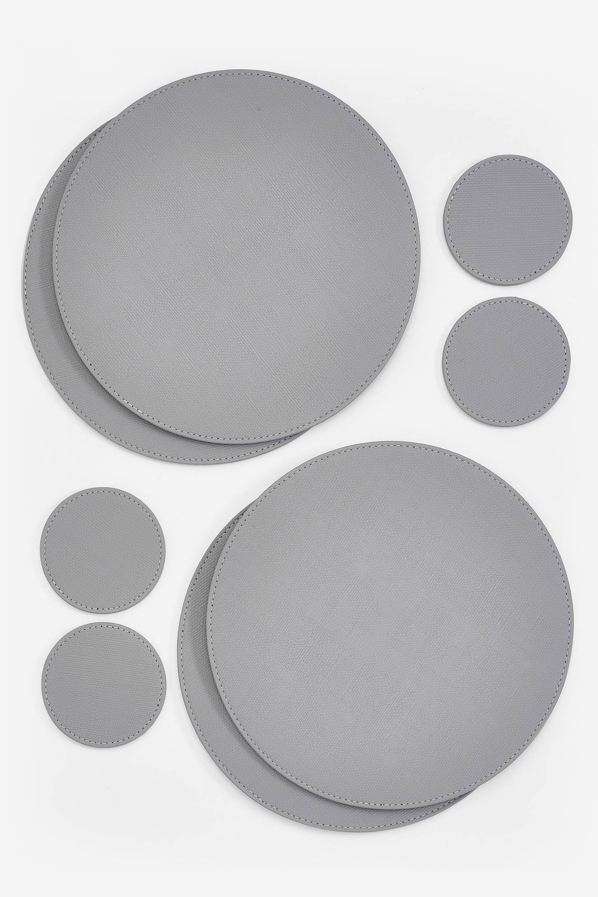 Set of 4 Grey Reversible Faux Leather Placemats and Coasters Set - Image 4 of 5