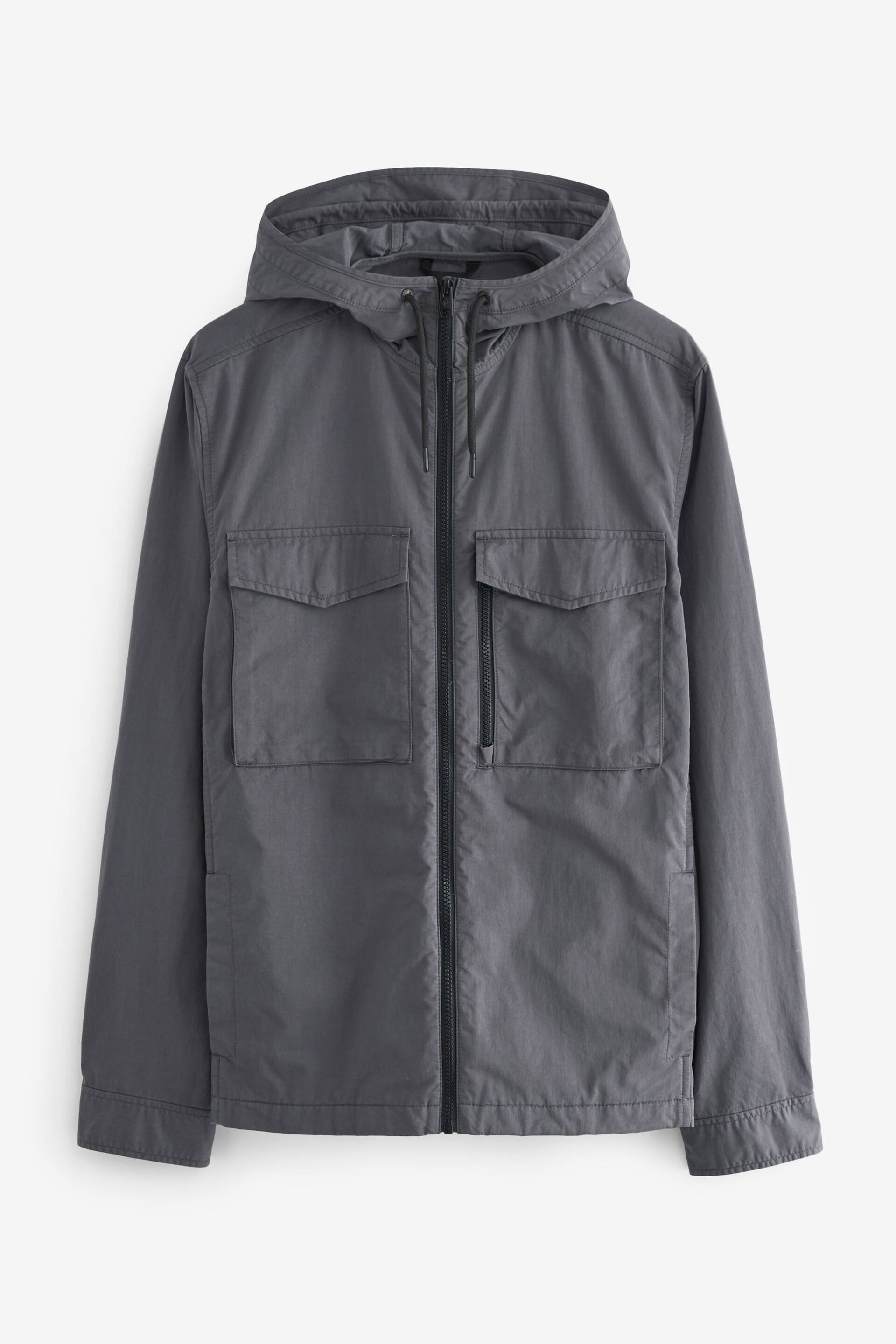 Slate Grey Hooded Utility Shacket - Image 9 of 14