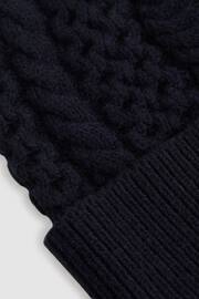 Reiss Navy Heath Senior Knitted Scarf and Beanie Hat Set - Image 5 of 5