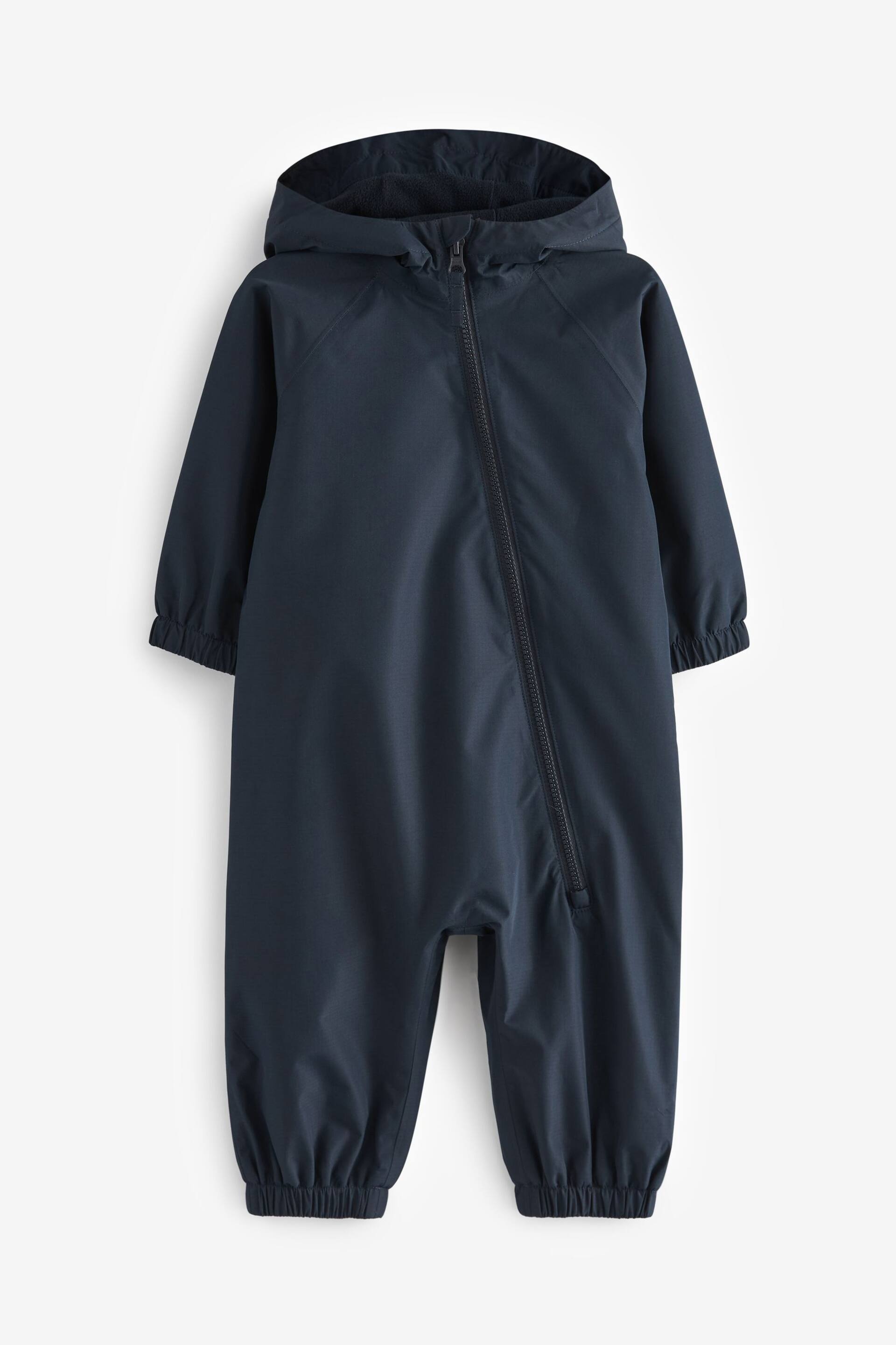 Navy Blue Waterproof Fleece Lined Puddlesuit (3mths-7yrs) - Image 4 of 10