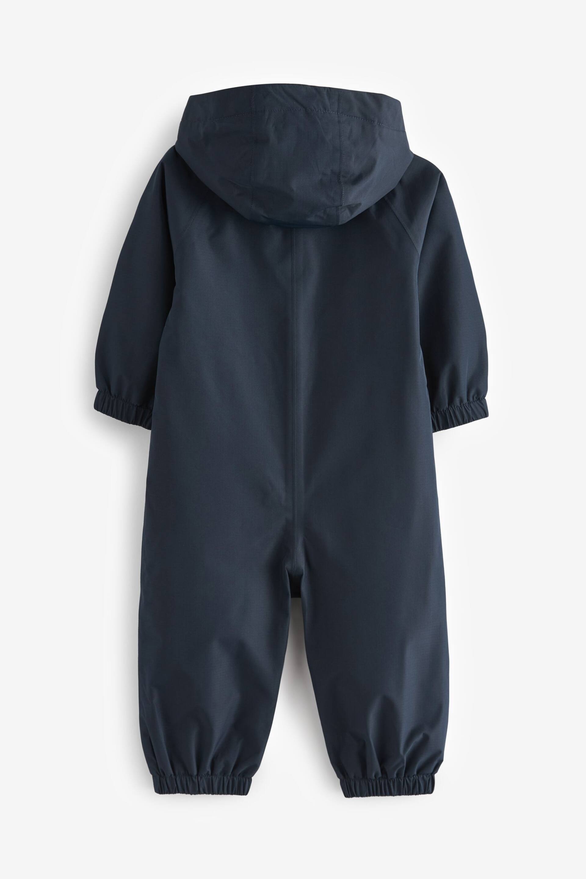 Navy Blue Waterproof Fleece Lined Puddlesuit (3mths-7yrs) - Image 6 of 10