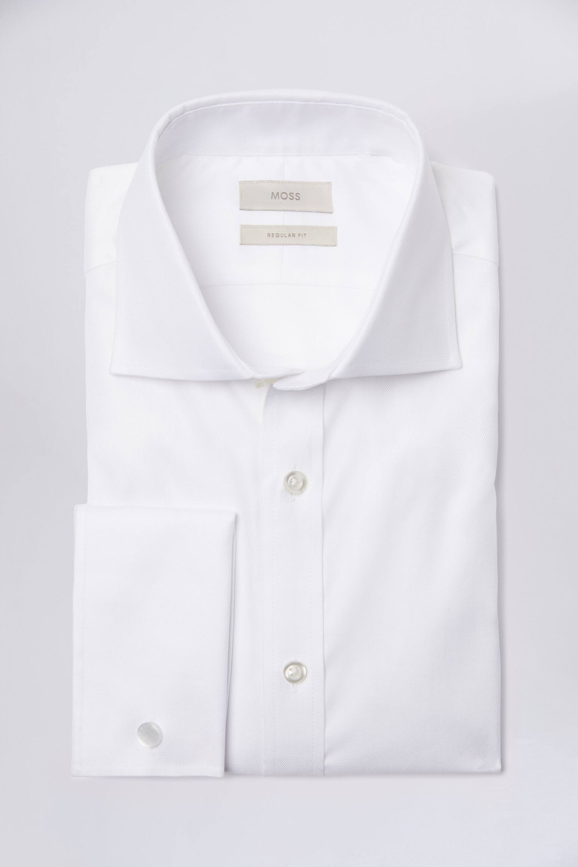 MOSS White Double Cuff Twill Shirt - Image 4 of 4