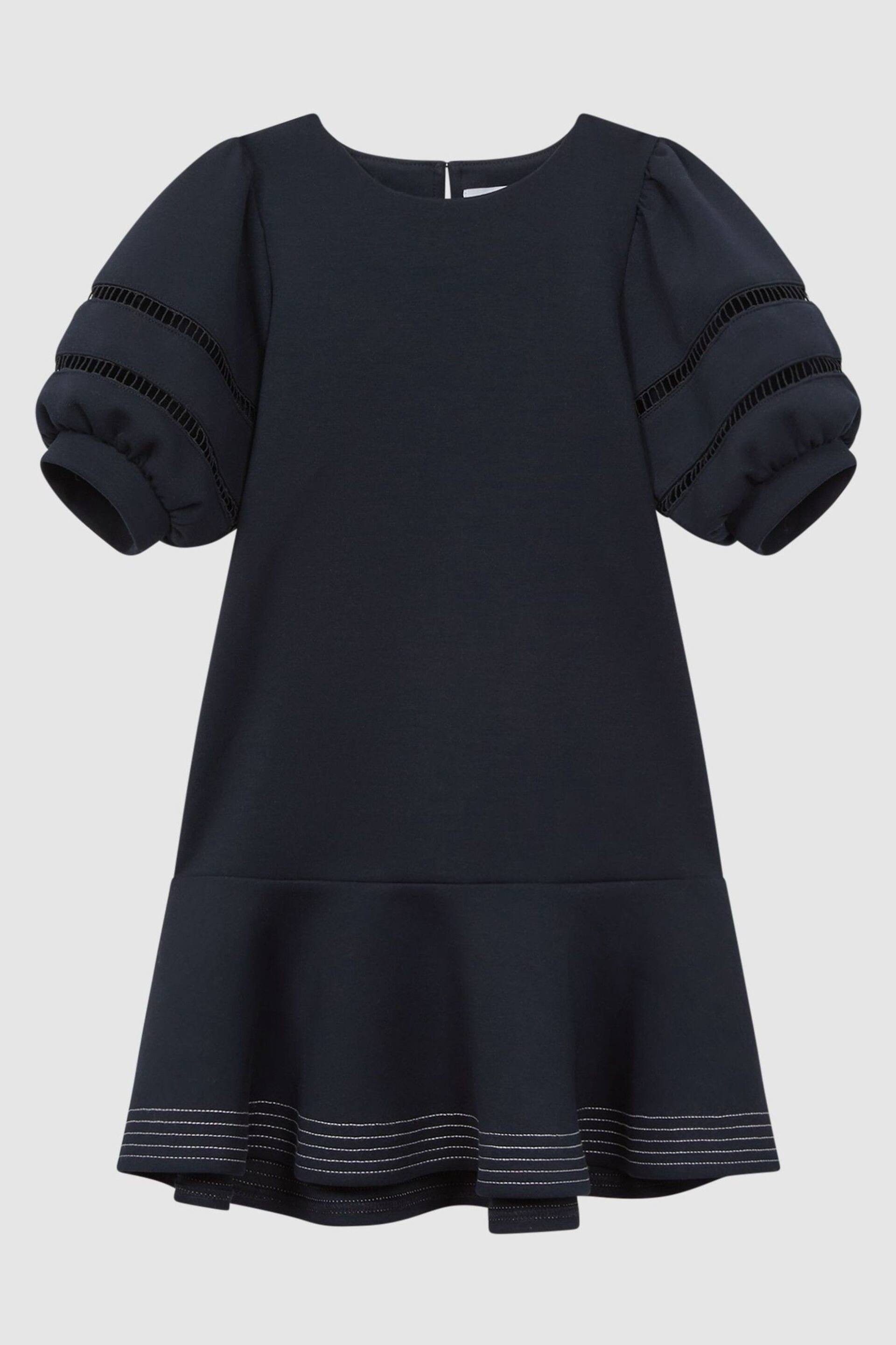 Reiss Navy Clea Junior Jersey Puff Sleeve Mini Dress - Image 2 of 7