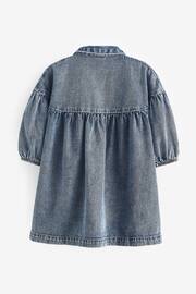 Blue Denim Embroidered Cotton Shirt Dress (3mths-8yrs) - Image 6 of 7