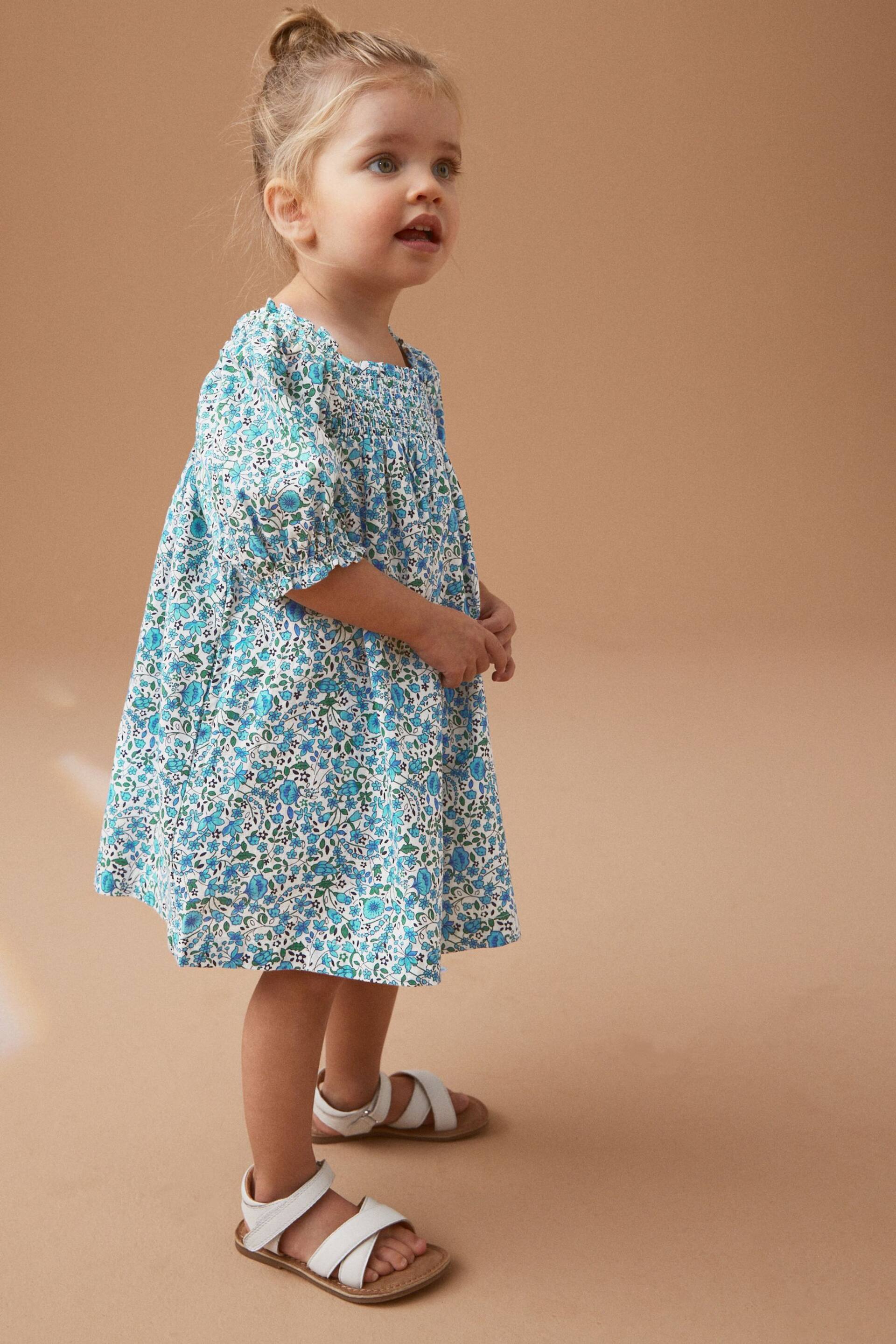 Blue Ditsy Puff Sleeve Dress (3mths-8yrs) - Image 2 of 7