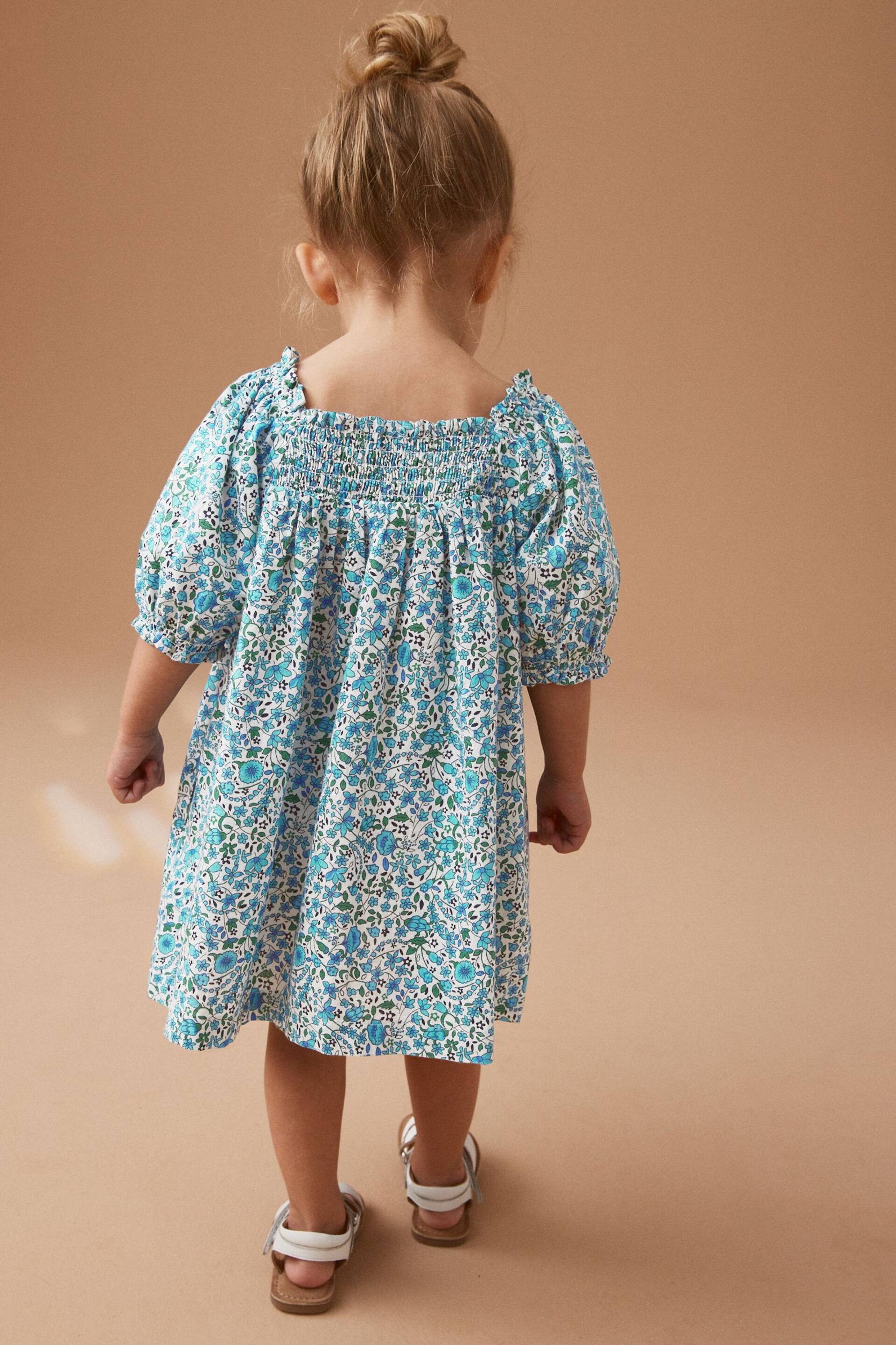 Blue Ditsy Puff Sleeve Dress (3mths-8yrs) - Image 3 of 7