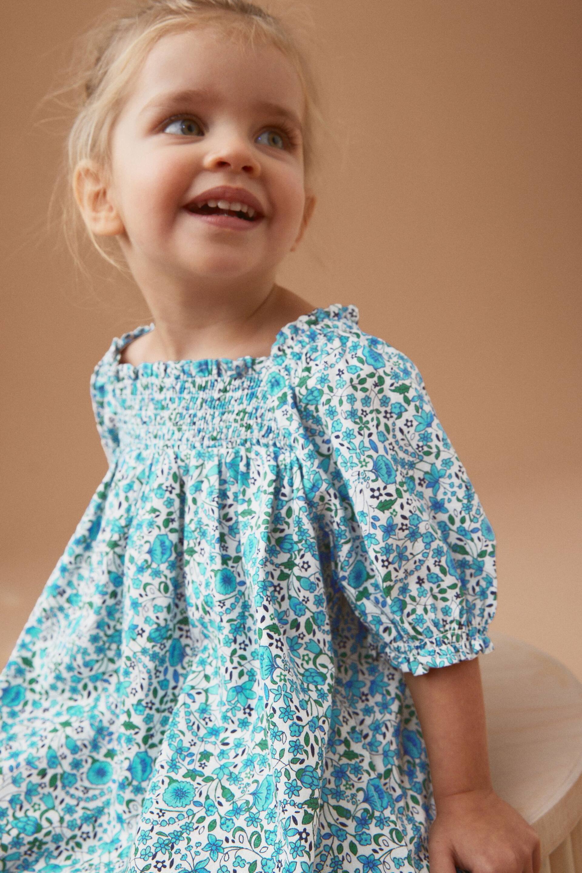 Blue Ditsy Puff Sleeve Dress (3mths-8yrs) - Image 4 of 7