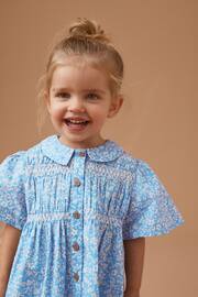 Blue Ditsy Shirred Cotton Dress (3mths-7yrs) - Image 4 of 7