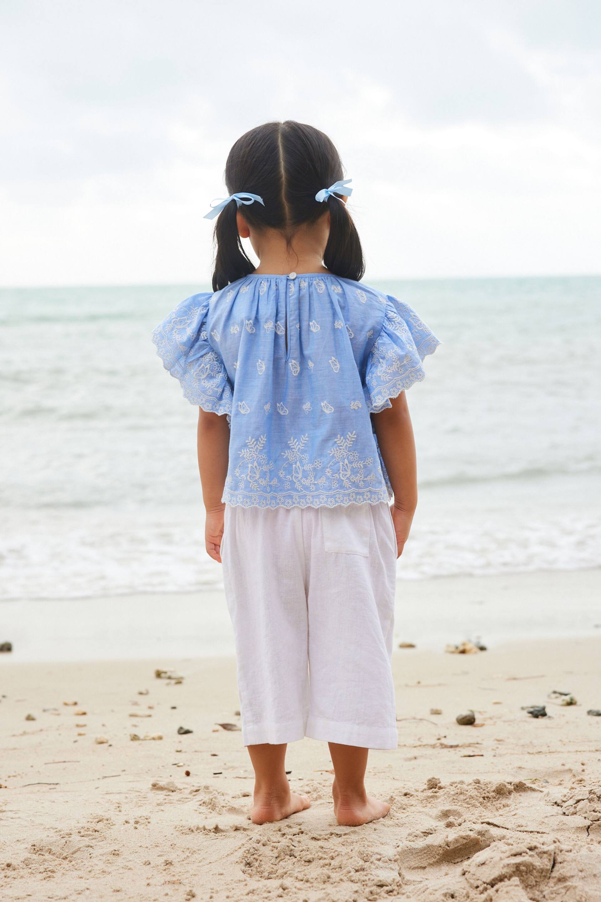 Blue Embroidered Blouse And Trousers Set (3mths-8yrs) - Image 2 of 6