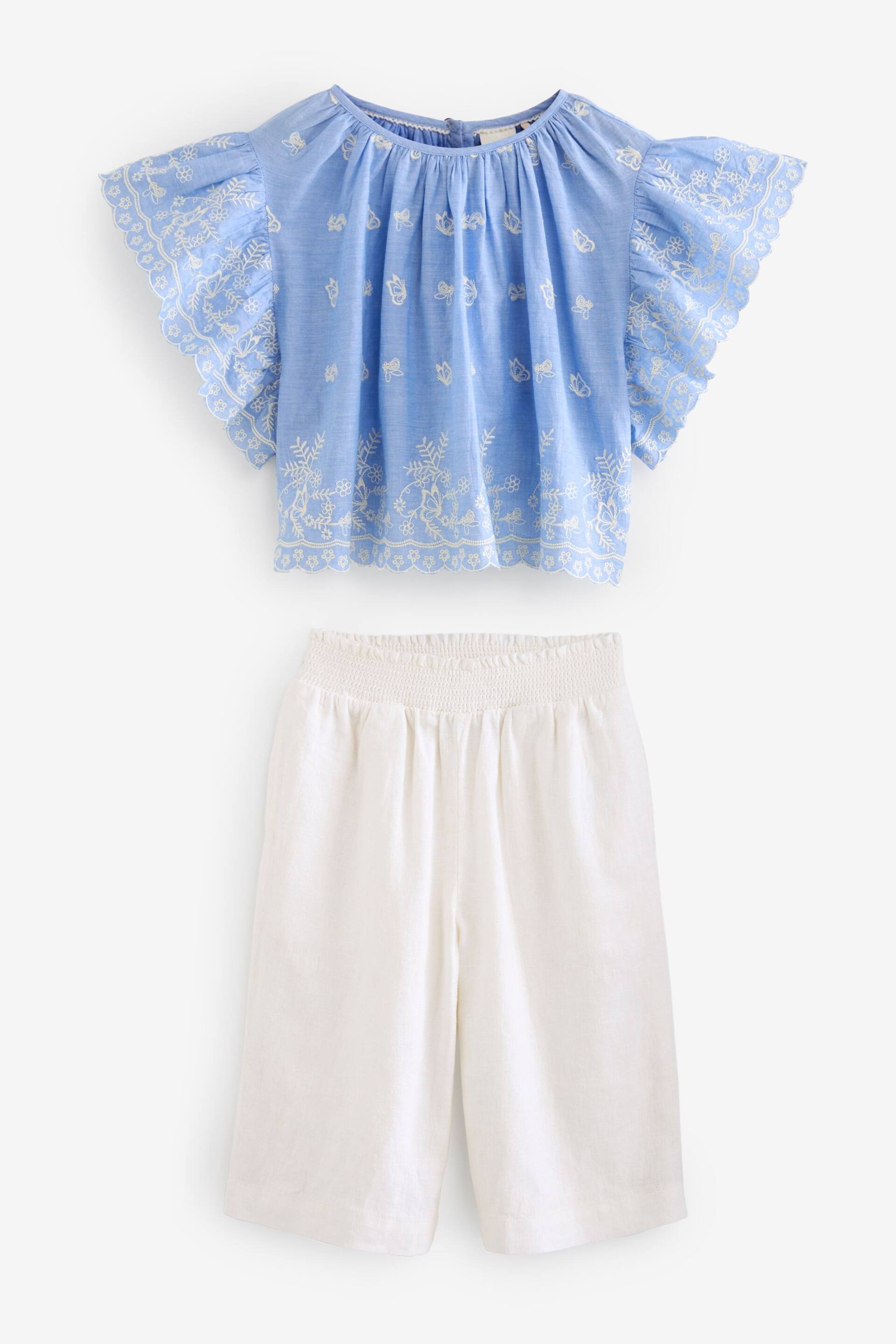 Blue Embroidered Blouse And Trousers Set (3mths-8yrs) - Image 4 of 6