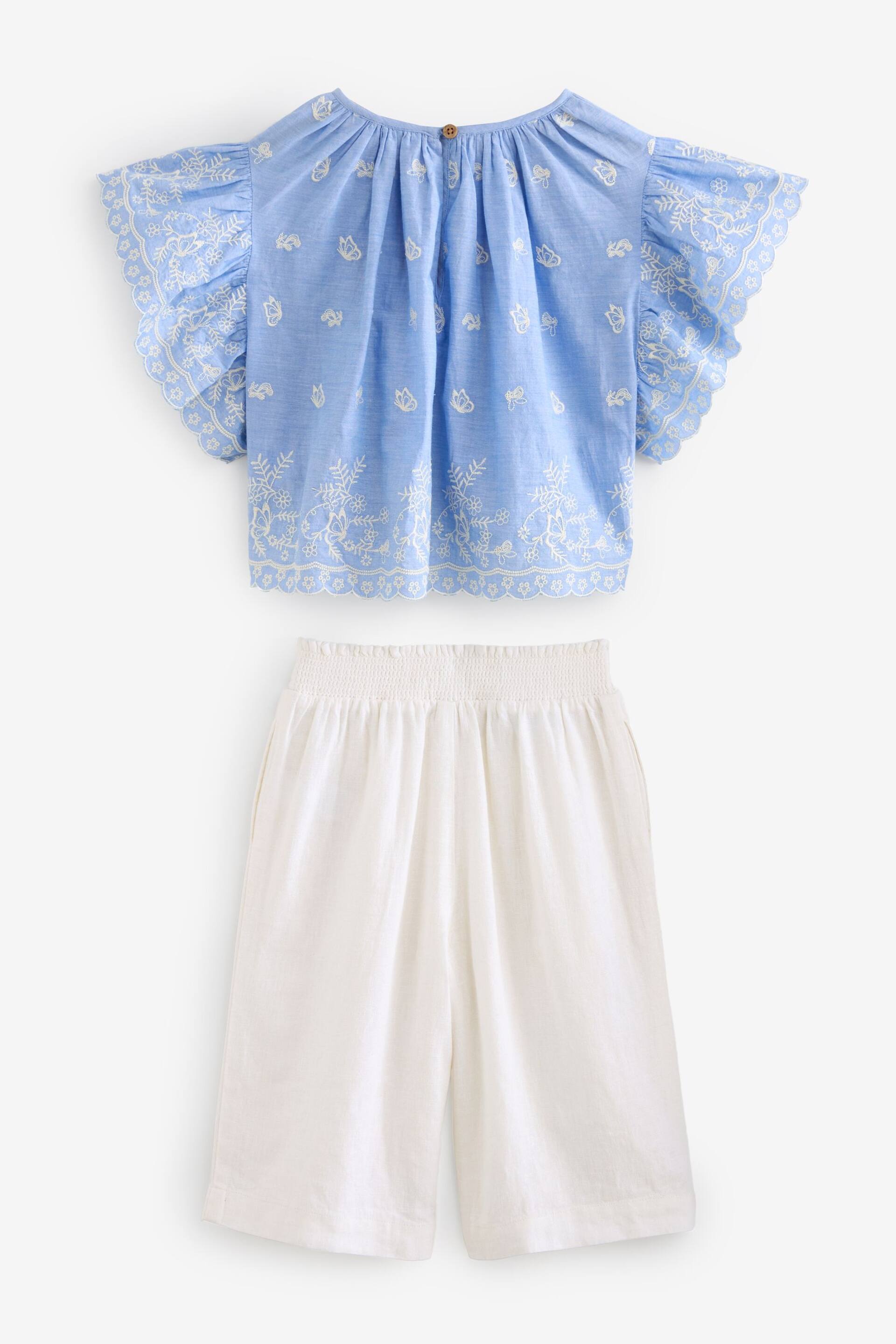 Blue Embroidered Blouse And Trousers Set (3mths-8yrs) - Image 5 of 6