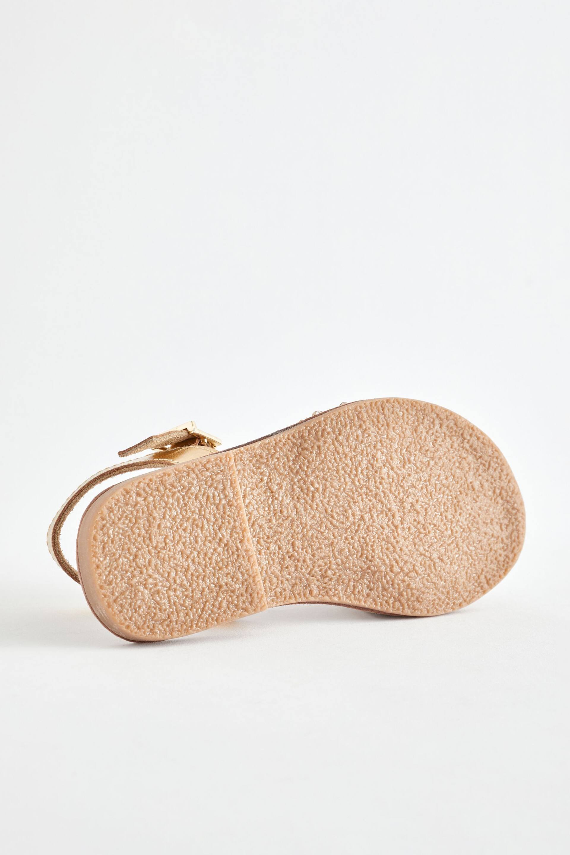 Gold Beaded Leather Occasion Sandals - Image 3 of 6