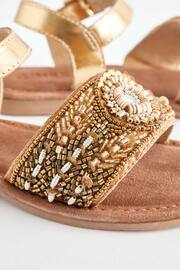 Gold Beaded Leather Occasion Sandals - Image 4 of 6