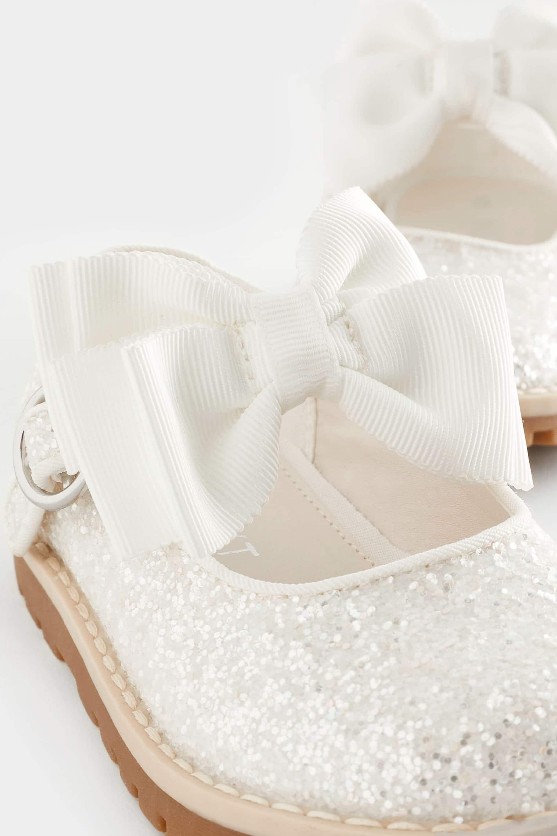 White Glitter Bow Mary Jane Bow Shoes - Image 5 of 5