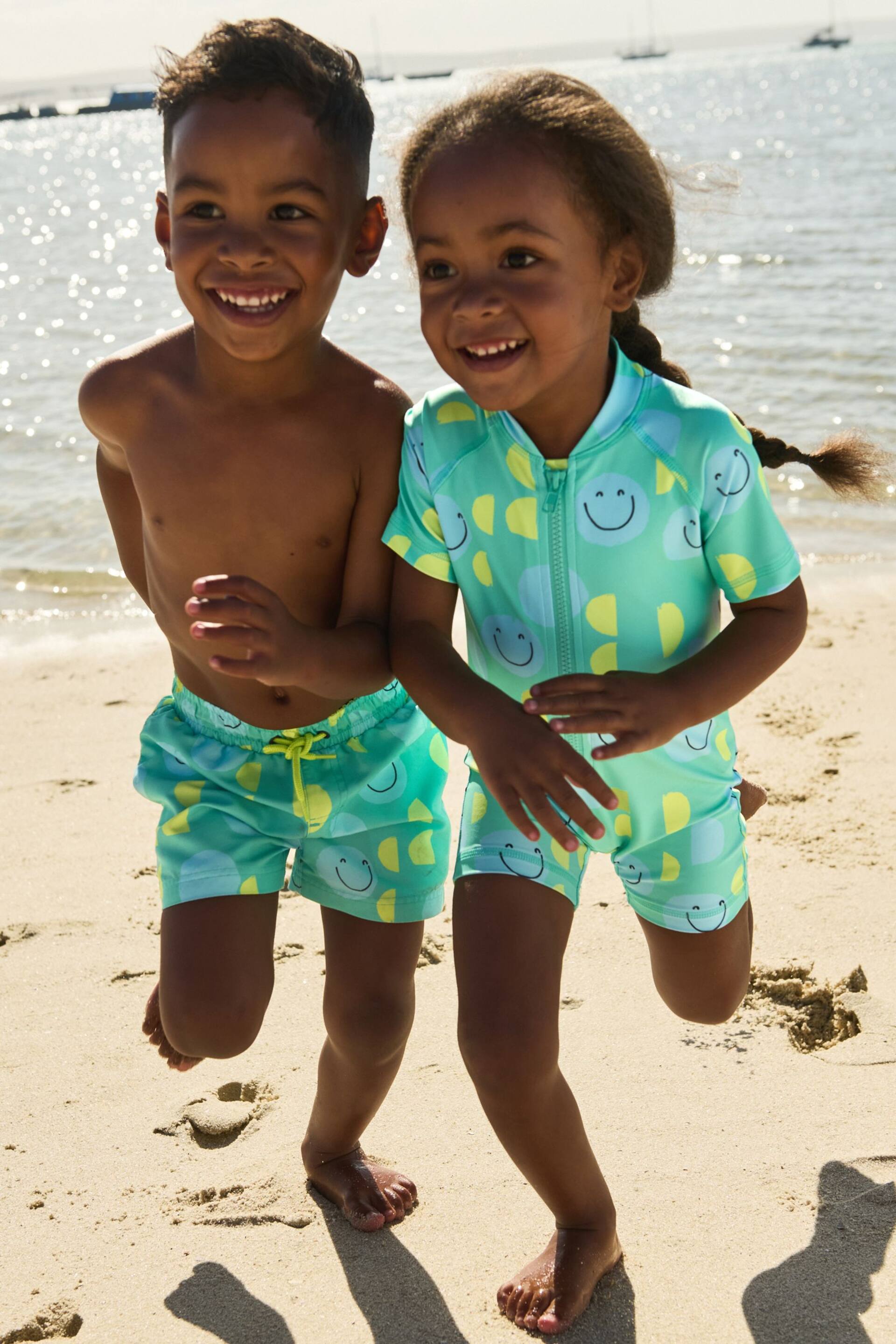 Green/Yellow Printed Swim Shorts (3mths-7yrs) - Image 1 of 4