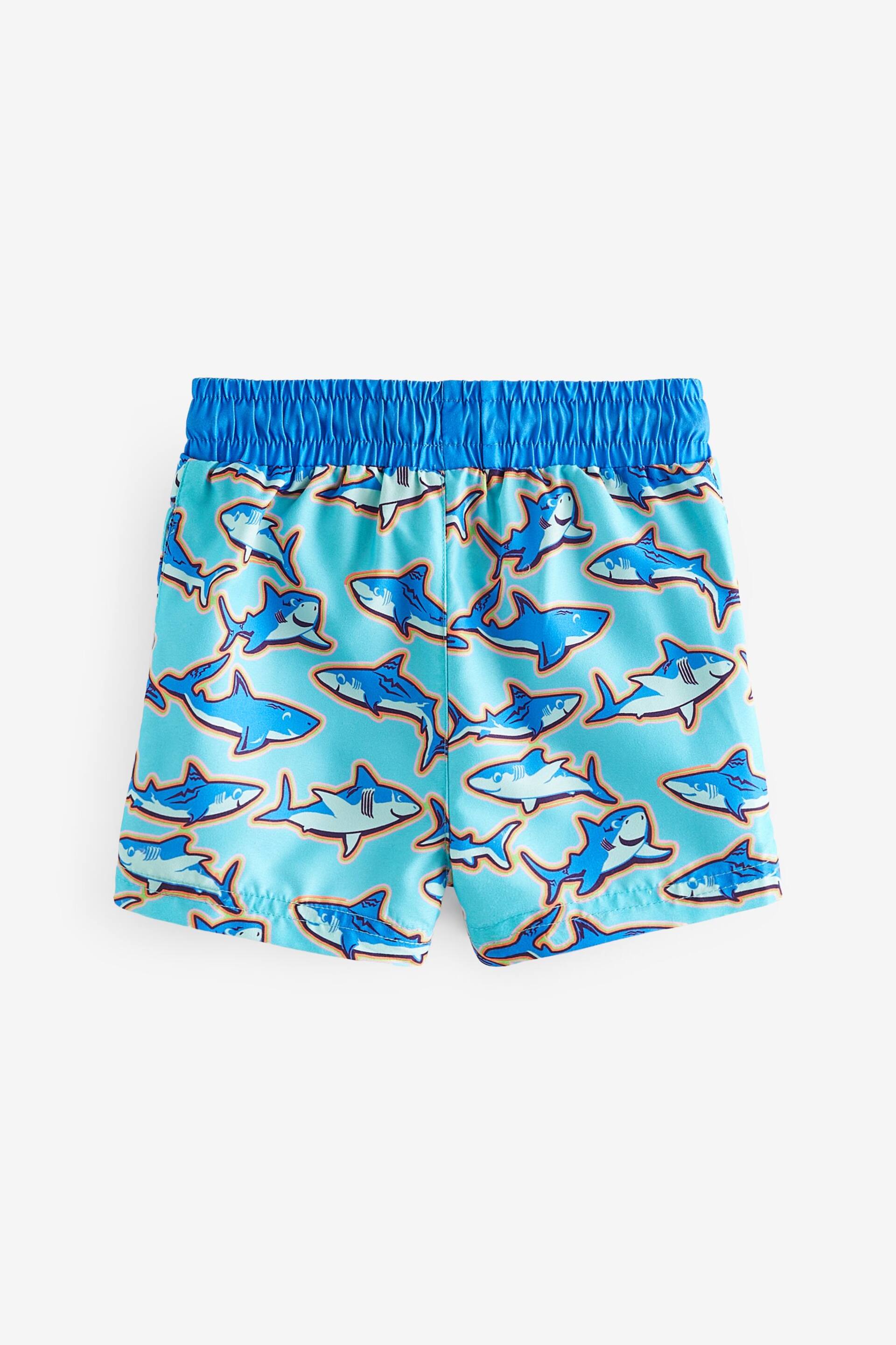 Blue Shark Printed Swim Shorts (3mths-7yrs) - Image 6 of 7