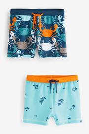 Navy and Blue Printed Swim Shorts (3mths-7yrs) - Image 1 of 3