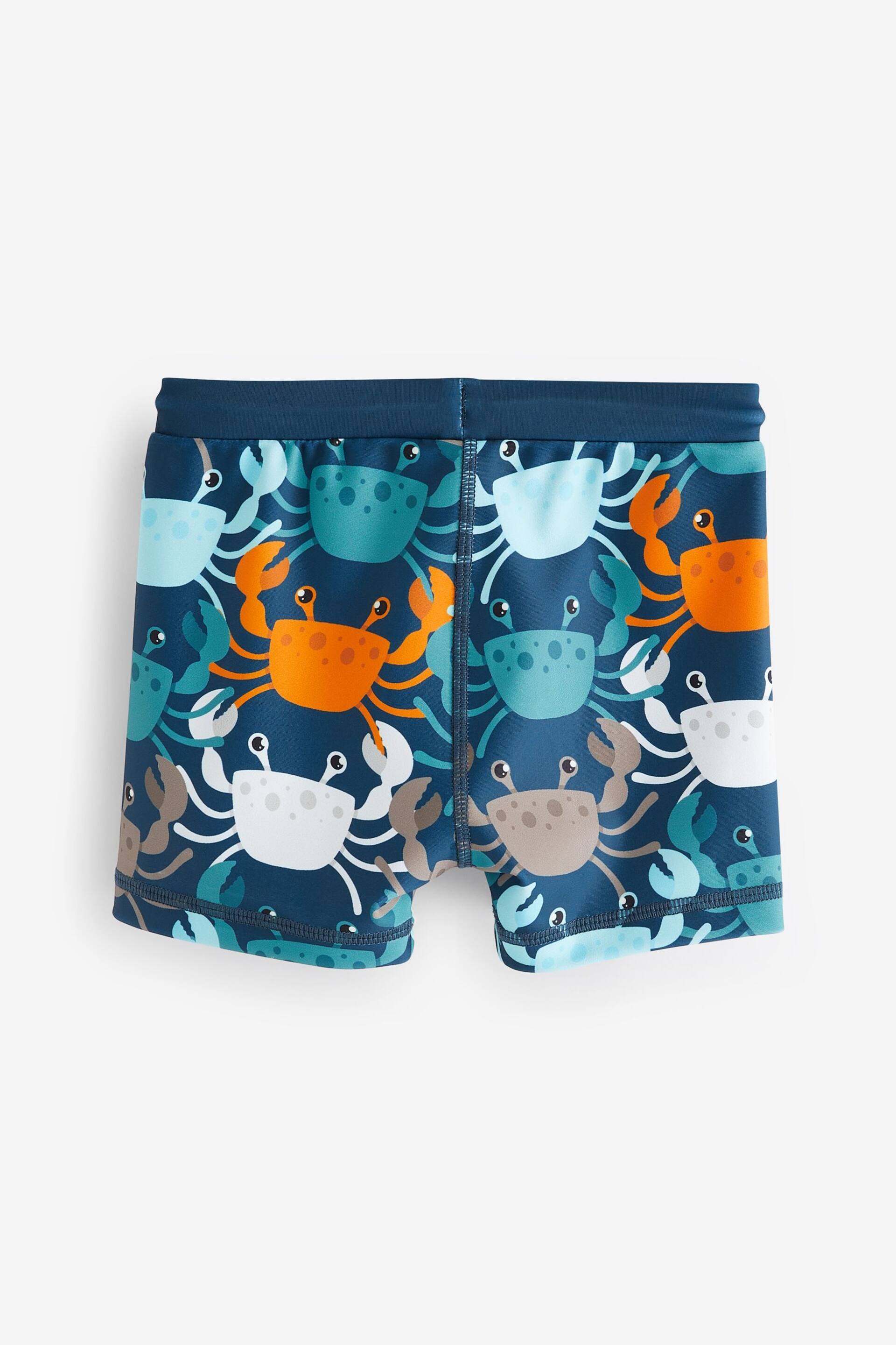 Navy and Blue Printed Swim Shorts (3mths-7yrs) - Image 2 of 3