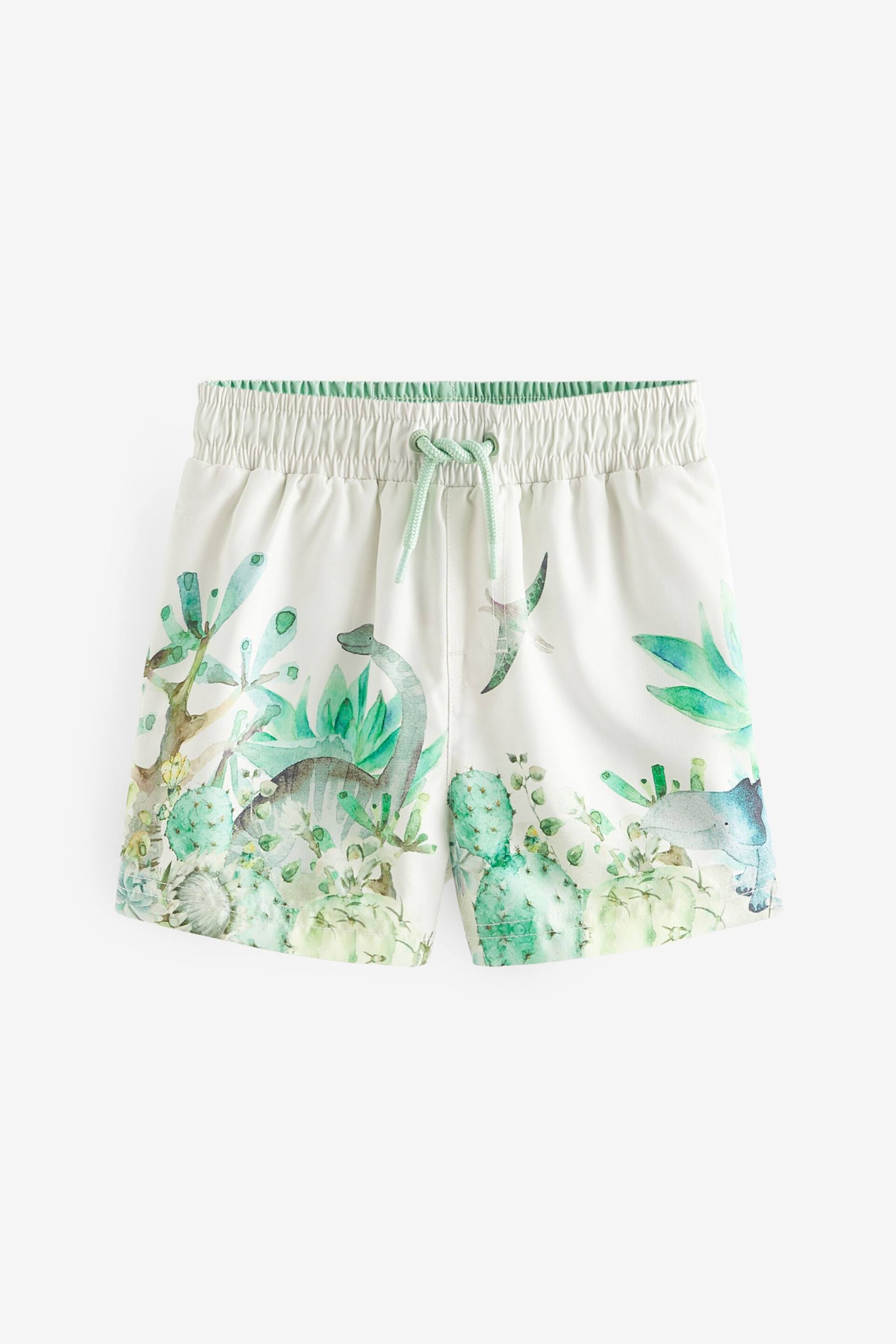 White/Green Printed Swim Shorts (3mths-7yrs) - Image 5 of 7