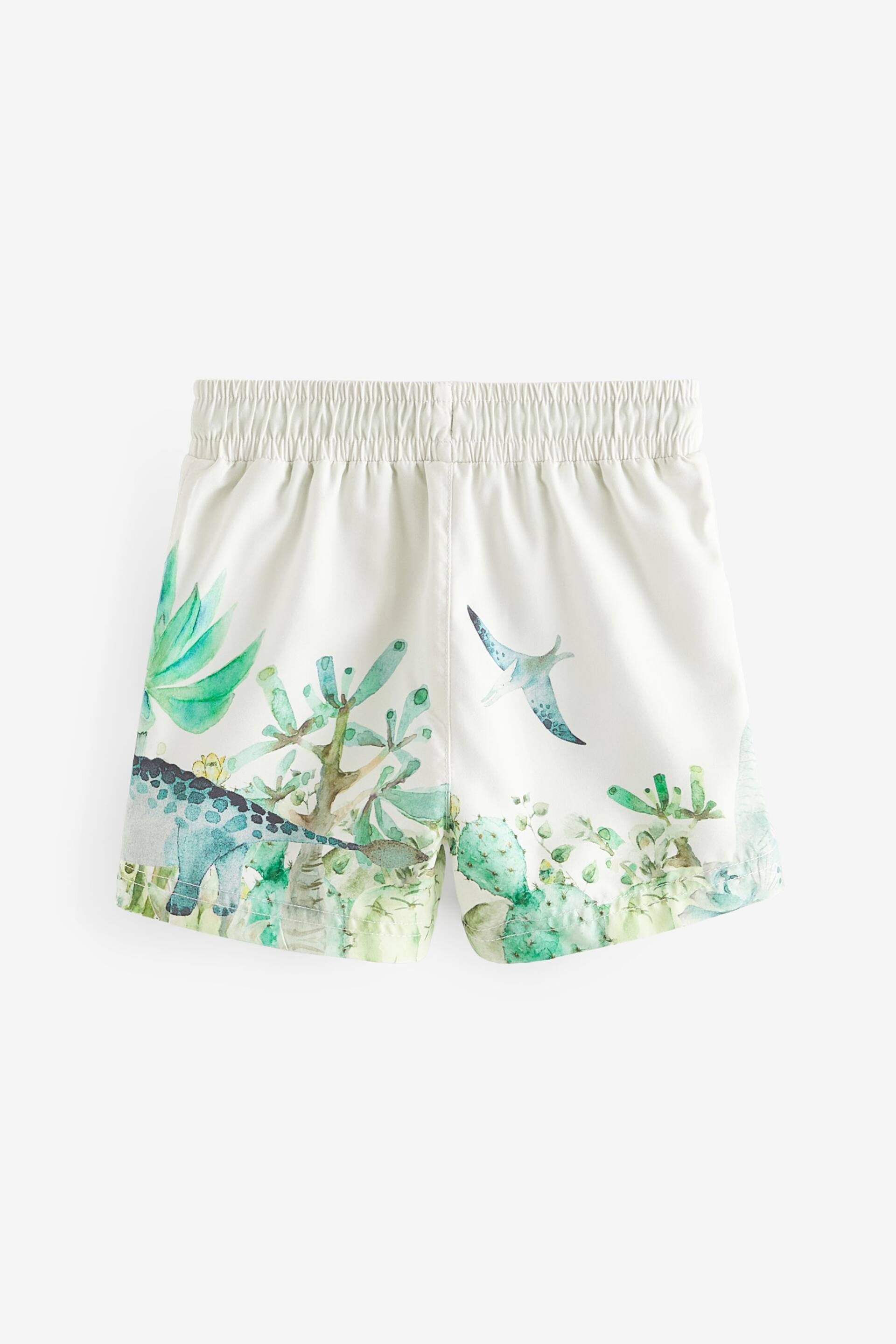 White/Green Printed Swim Shorts (3mths-7yrs) - Image 6 of 7