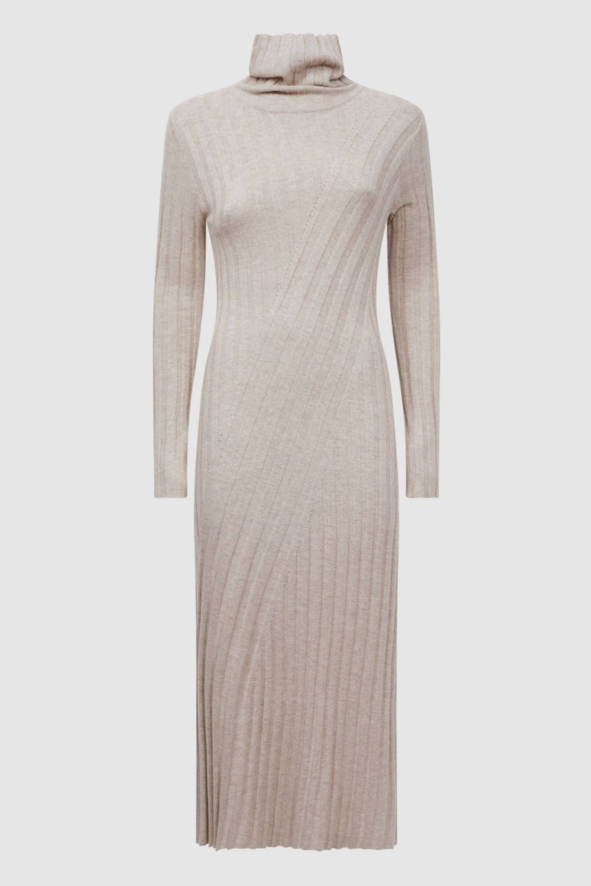 Reiss Neutral Cady Fitted Knitted Midi Dress - Image 2 of 6