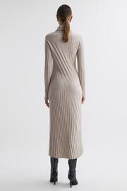 Reiss Neutral Cady Fitted Knitted Midi Dress - Image 6 of 6