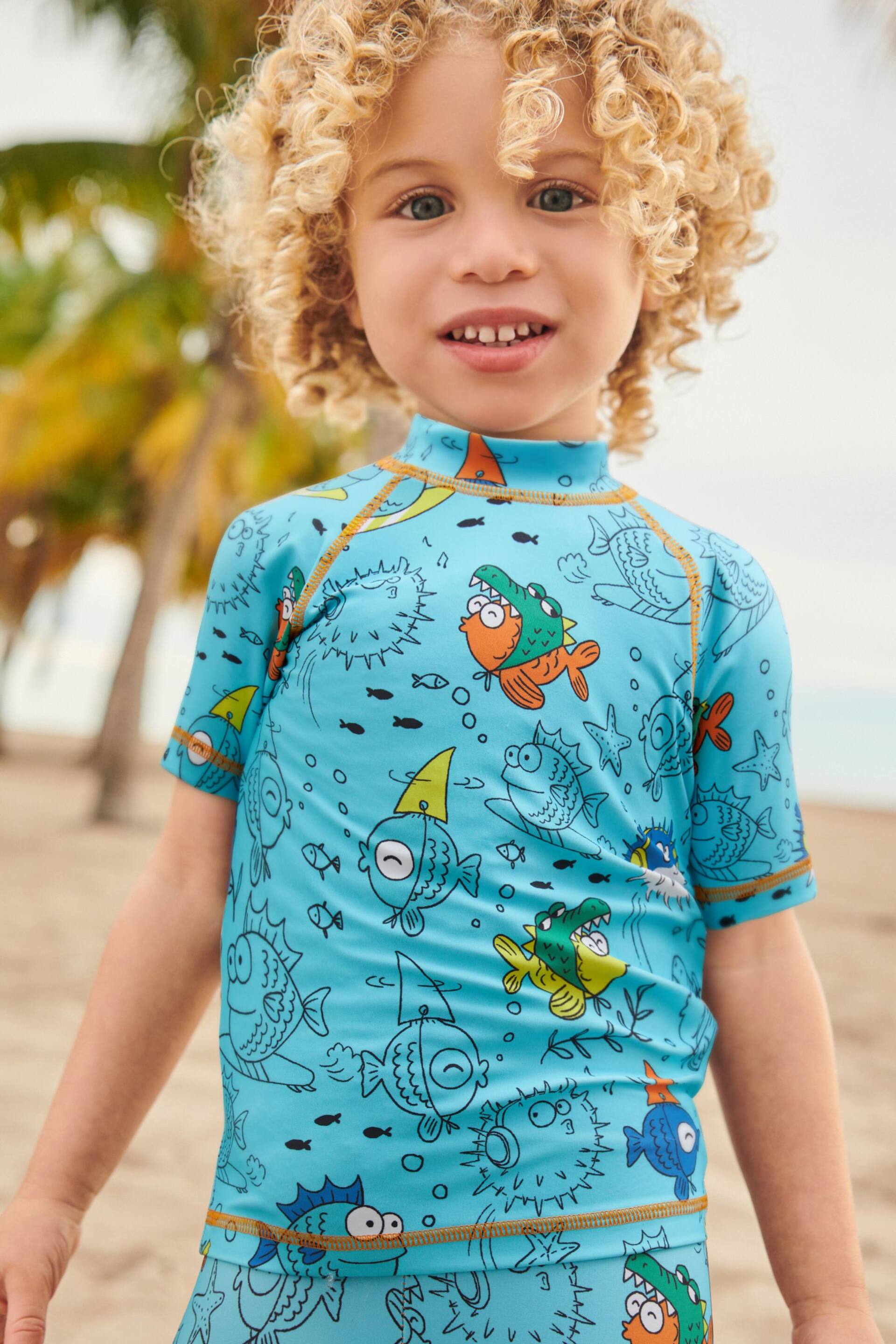 Blue Puffer Fish Sunsafe Top and Shorts Set (3mths-7yrs) - Image 3 of 8