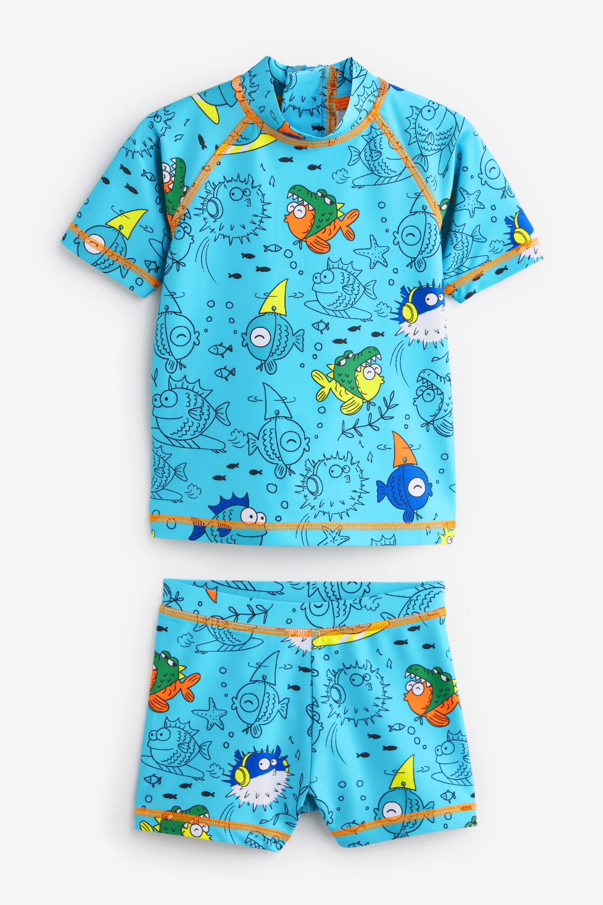 Blue Puffer Fish Sunsafe Top and Shorts Set (3mths-7yrs) - Image 5 of 8
