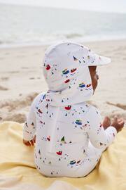 Pale Blue Boats Sunsafe Swimsuit & Hat 2 Piece Set (3mths-7yrs) - Image 4 of 10
