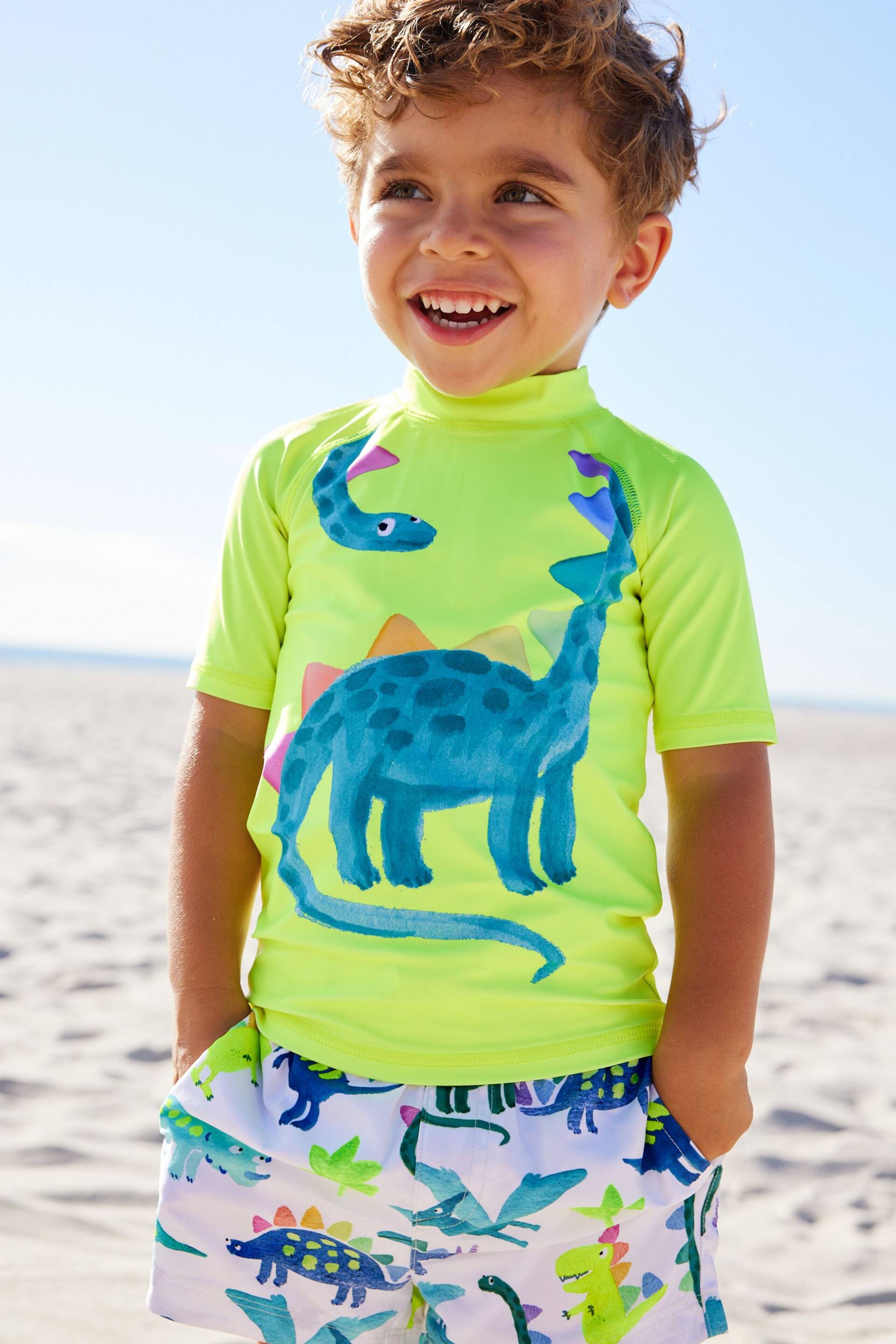 Yellow Dinosaur Sunsafe Top and Shorts Set (3mths-7yrs) - Image 5 of 9