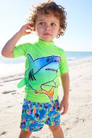 Green Rainbow Shark Sunsafe Top and Shorts Set (3mths-7yrs) - Image 2 of 9