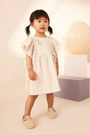 Neutral Short Sleeve Embroidered Dress (3mths-7yrs) - Image 1 of 8
