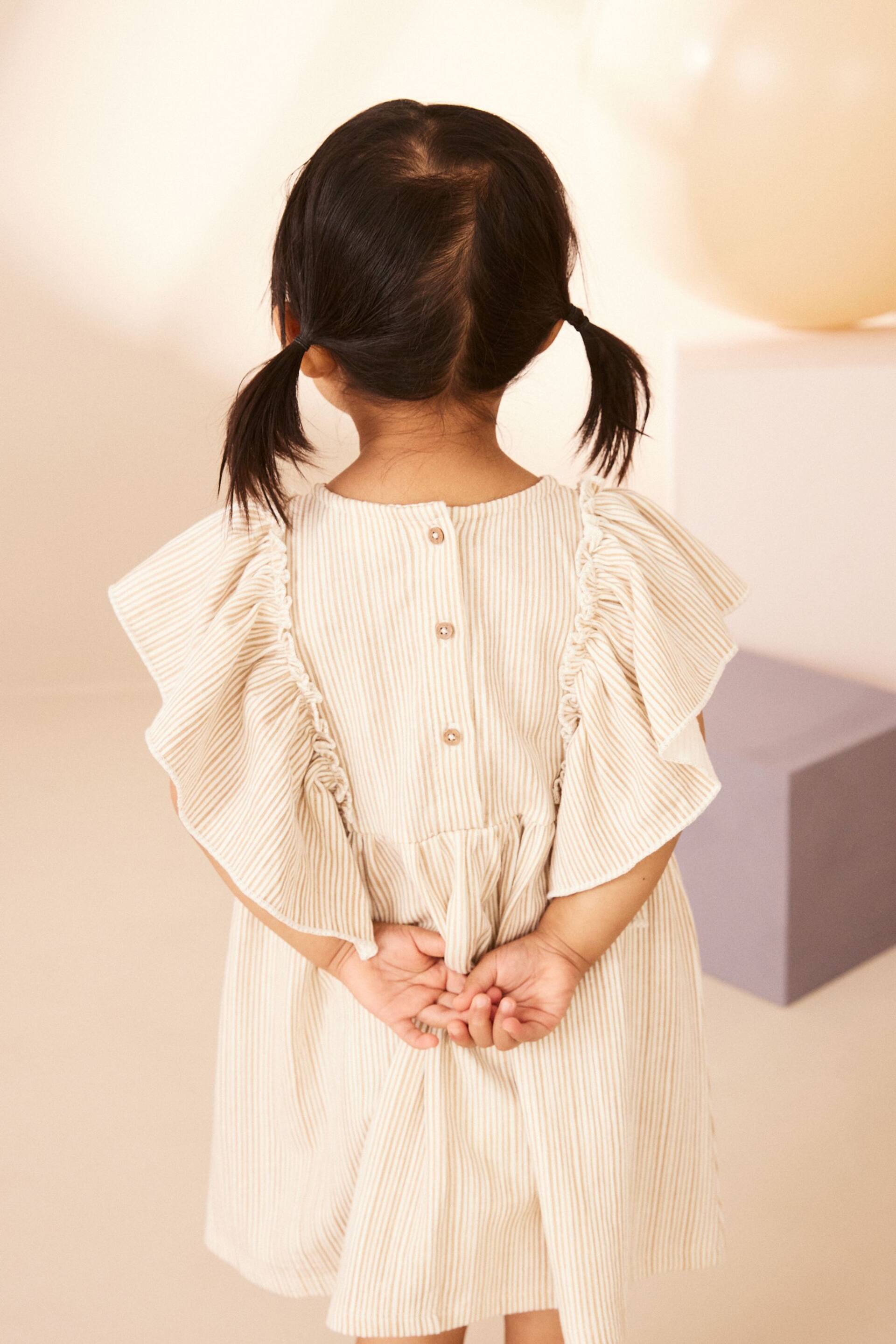 Neutral Short Sleeve Embroidered Dress (3mths-7yrs) - Image 4 of 8