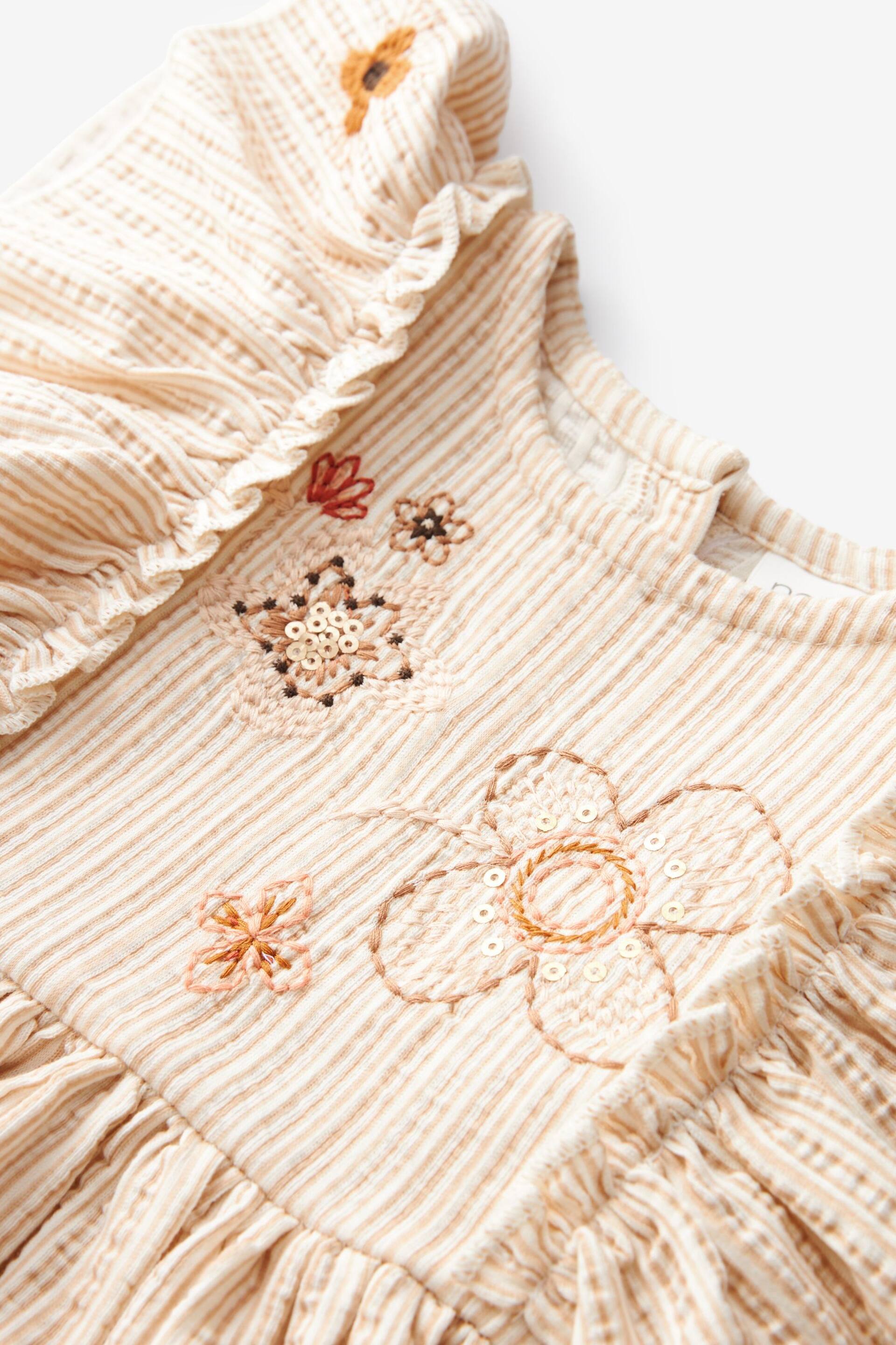 Neutral Short Sleeve Embroidered Dress (3mths-7yrs) - Image 8 of 8