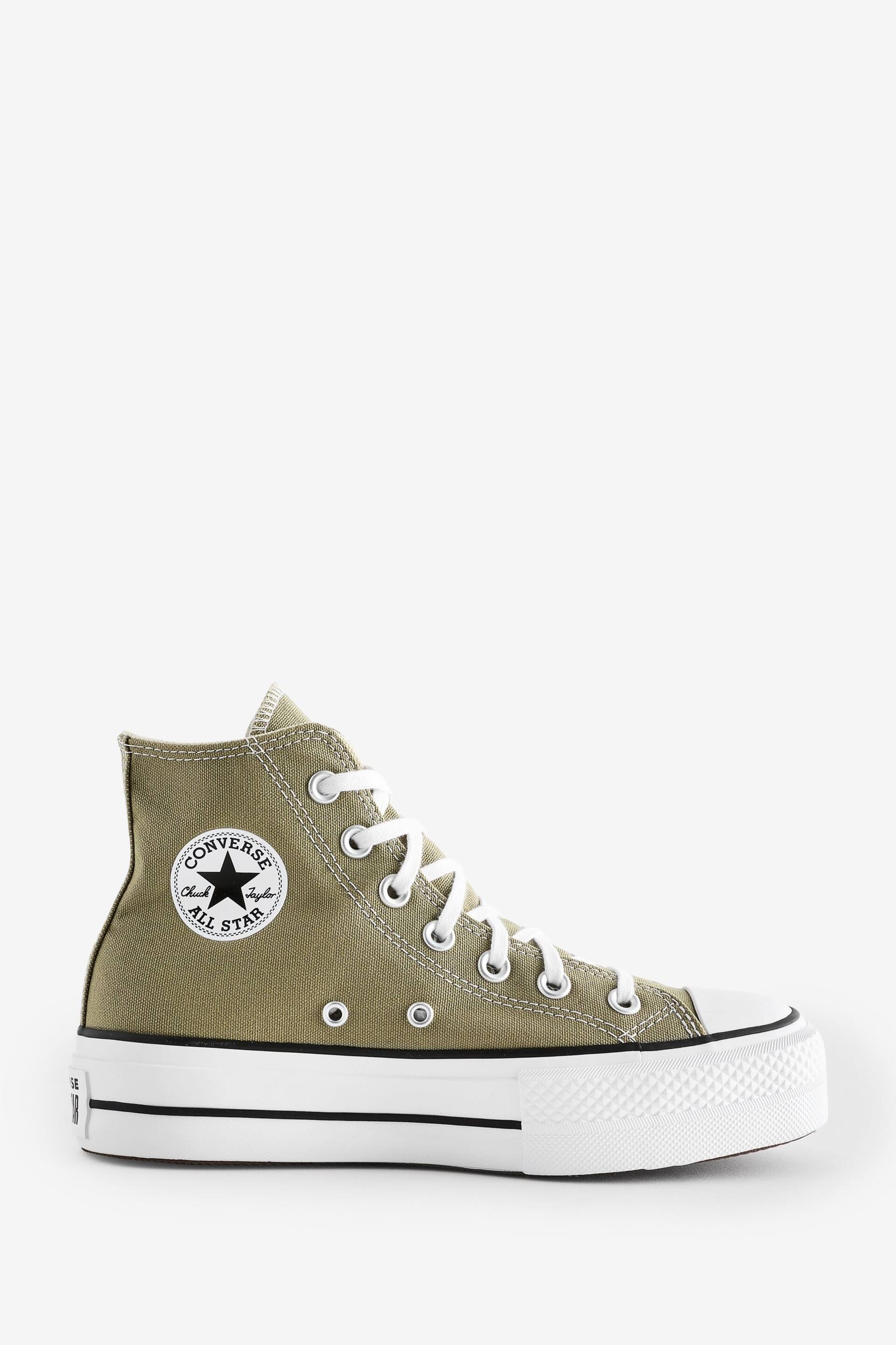 Converse Khaki Green Chuck Taylor All Star High Top Lift Trainers - Image 1 of 9