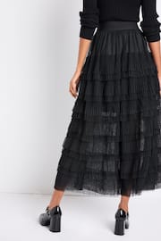 Black Mesh Tulle Midi Skirt - Image 4 of 7