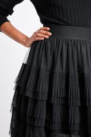 Black Mesh Tulle Midi Skirt - Image 5 of 7