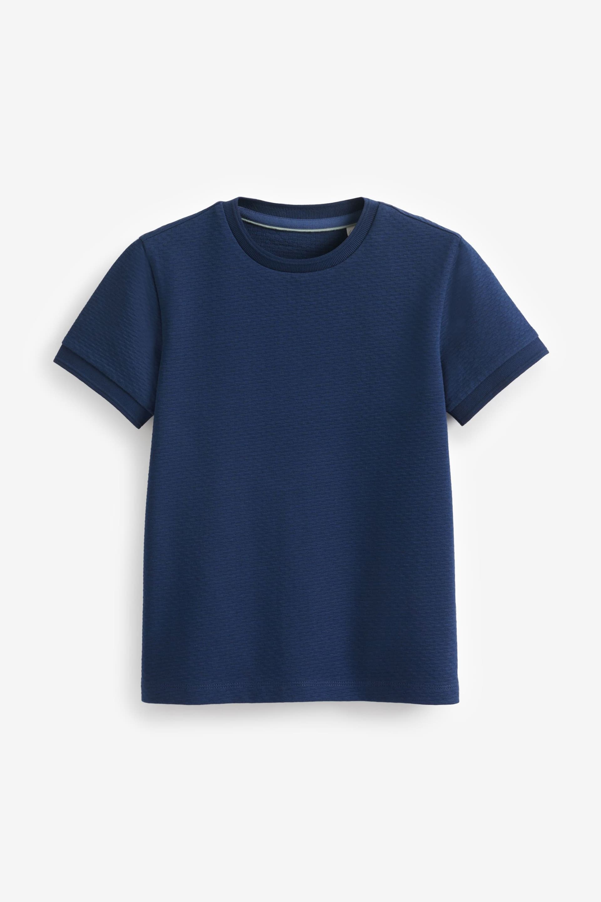 Navy Blue Short Sleeve Textured T-Shirt (3-16yrs) - Image 1 of 3
