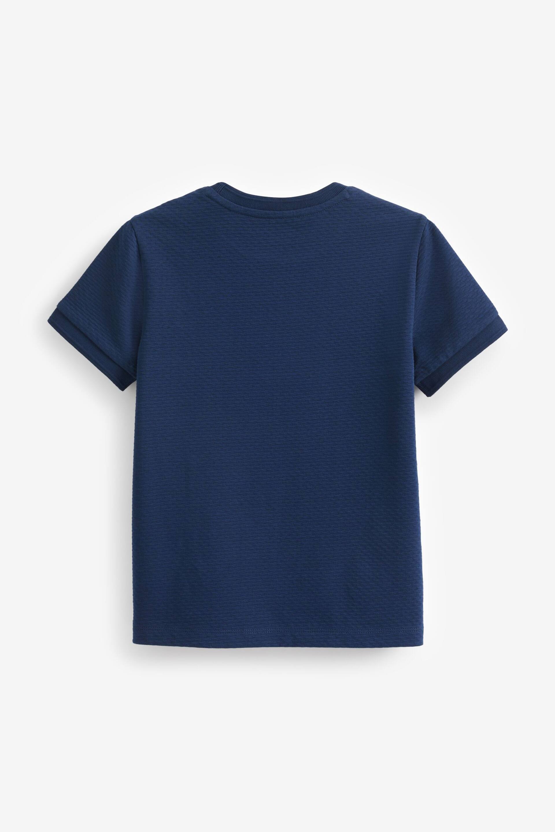 Navy Blue Short Sleeve Textured T-Shirt (3-16yrs) - Image 2 of 3