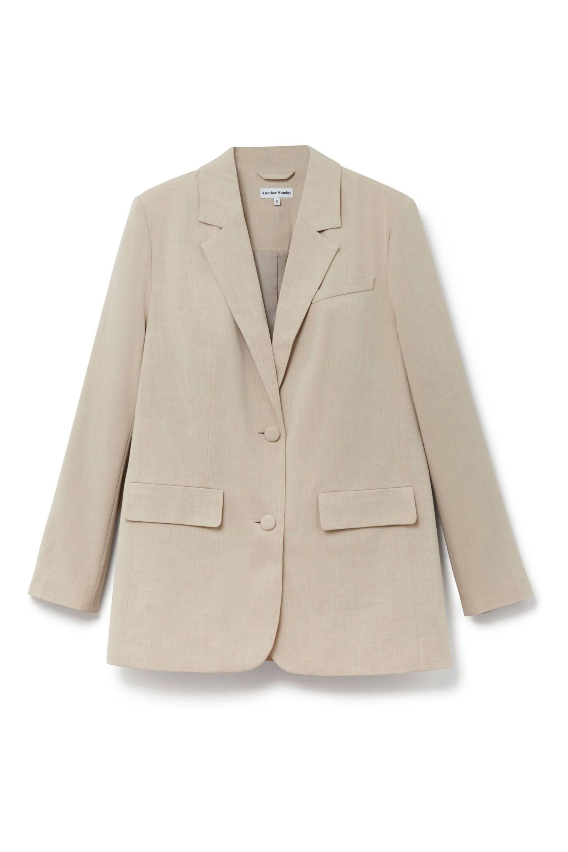 Another Sunday Oversized Linen Look Blazer In Stone - Image 4 of 6
