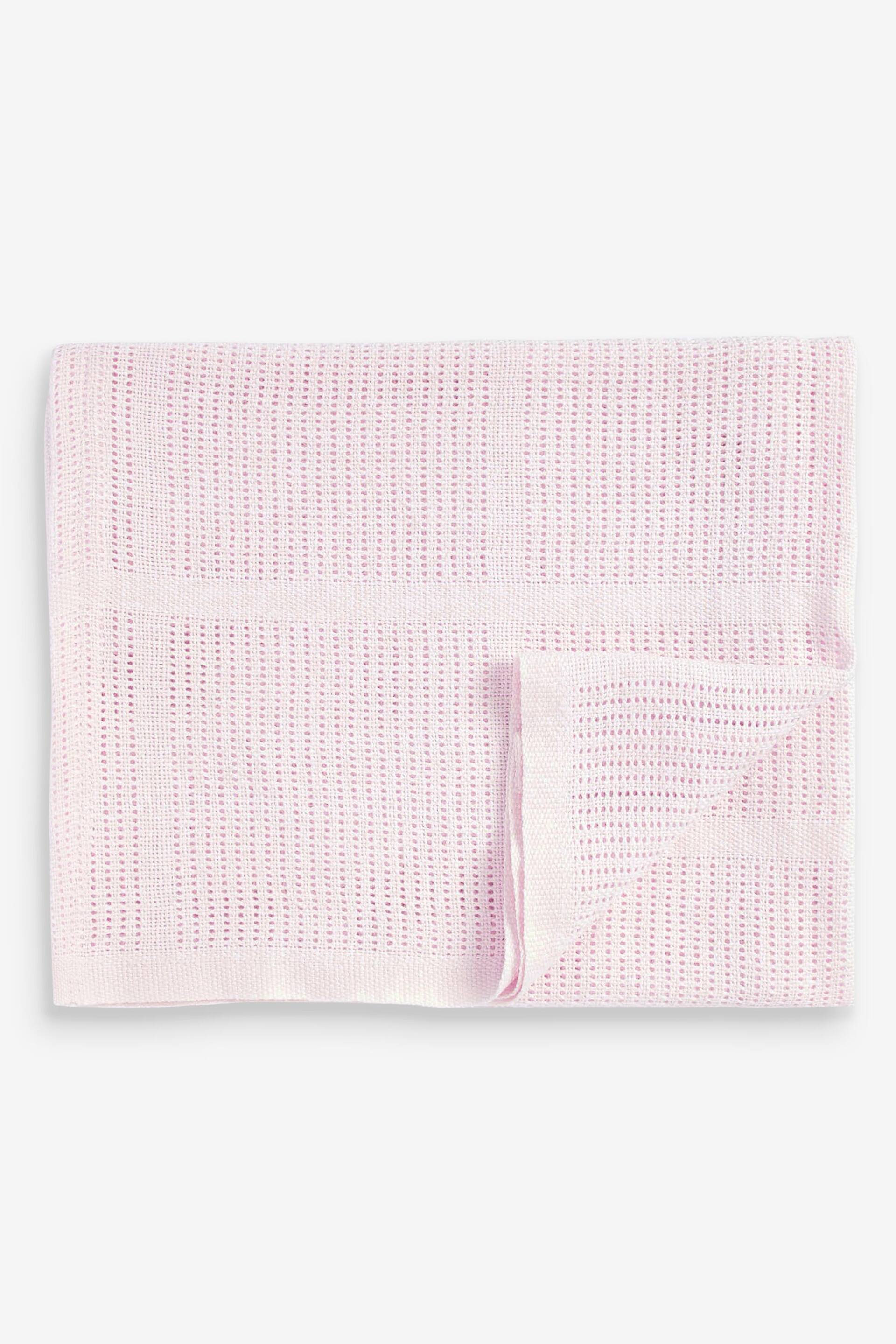 Pink Baby 100% Cotton Cellular Blanket - Image 4 of 7