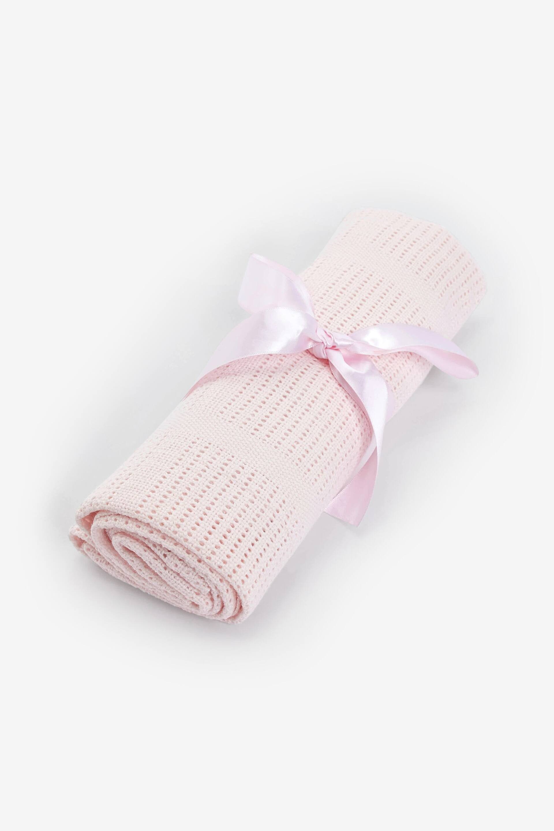 Pink Baby 100% Cotton Cellular Blanket - Image 6 of 7