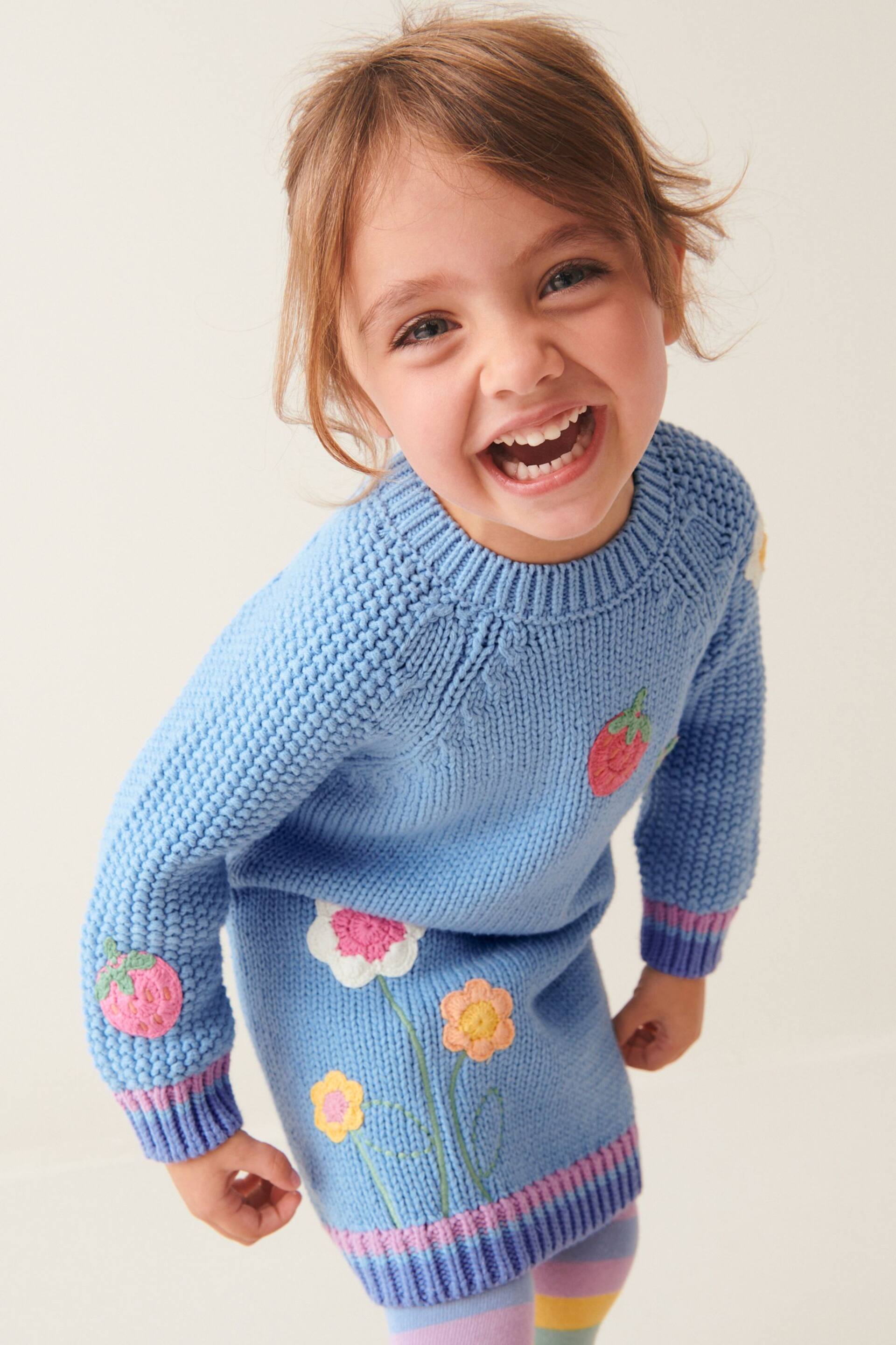 Blue Jumper Dress and Tights Set (3mths-7yrs) - Image 3 of 7