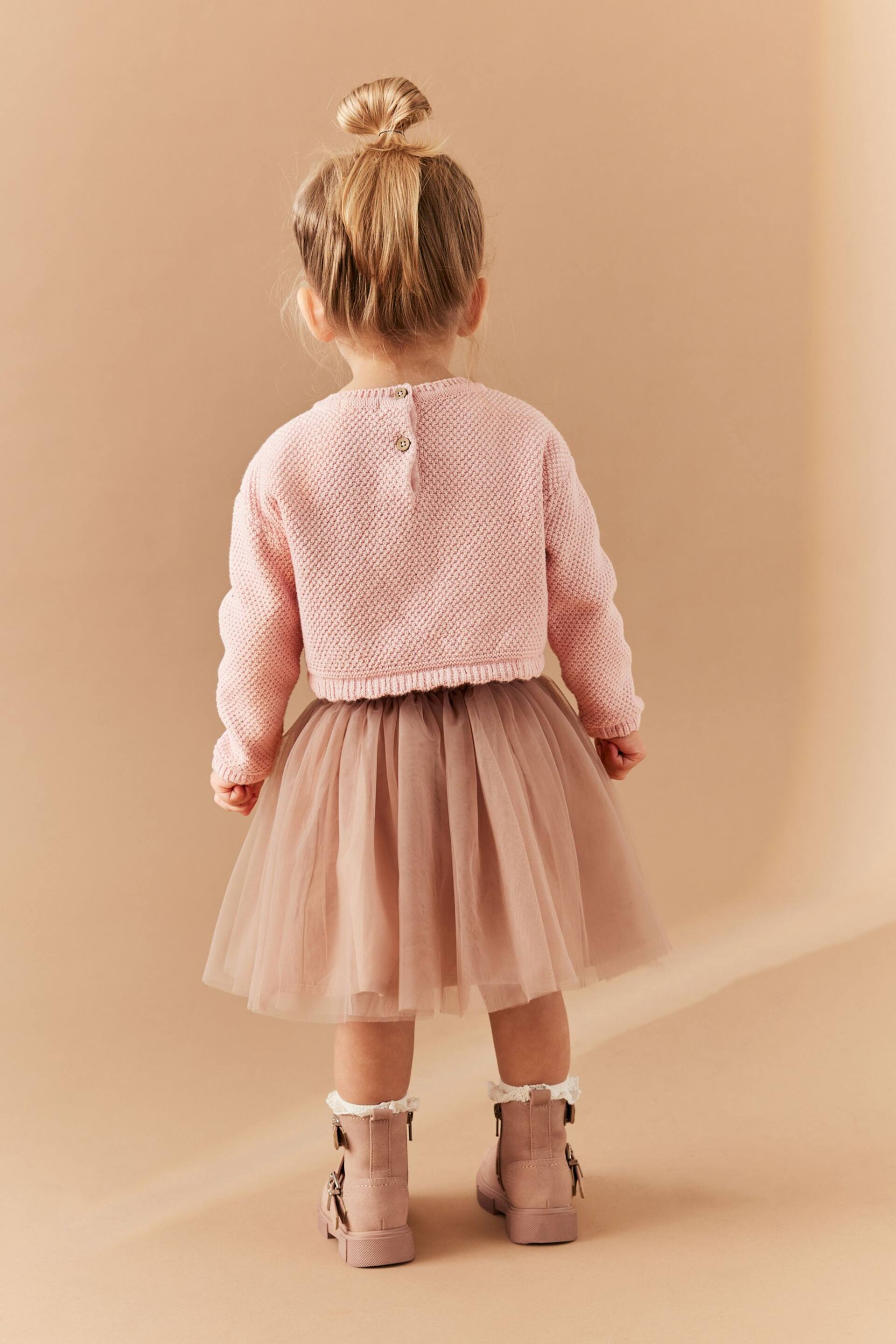 Pink 2pc Jumper And Mesh Skirt Set (3mths-7yrs) - Image 3 of 7