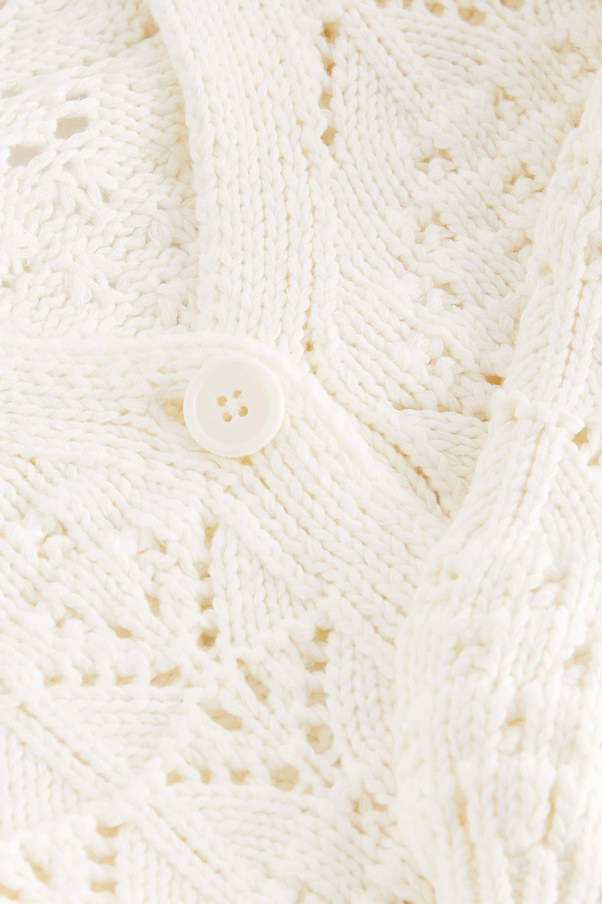 Ecru Cream Crochet V-Neck Cardigan (3-16yrs) - Image 6 of 6