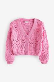 Pink Crochet V-Neck Cardigan (3-16yrs) - Image 5 of 7