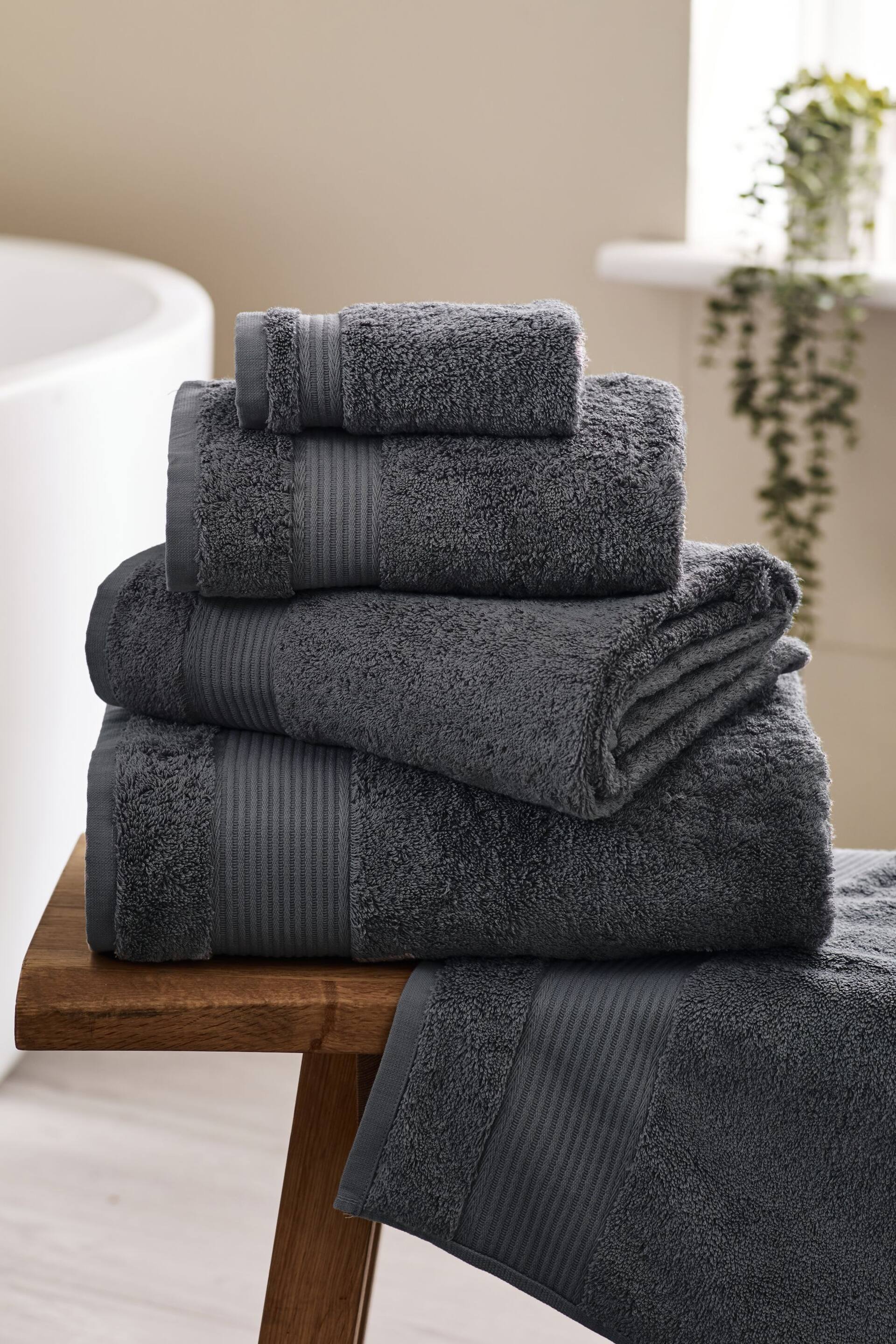 Grey Charcoal Egyptian Cotton Towel - Image 1 of 4