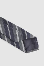 Reiss Navy Lagoon Silk Textured Stripe Tie - Image 4 of 5