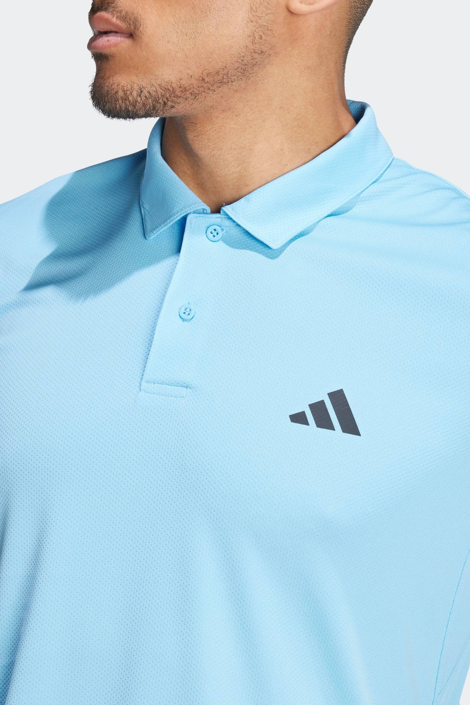 adidas Light Blue Train Essentials Training Polo Shirt - Image 5 of 7